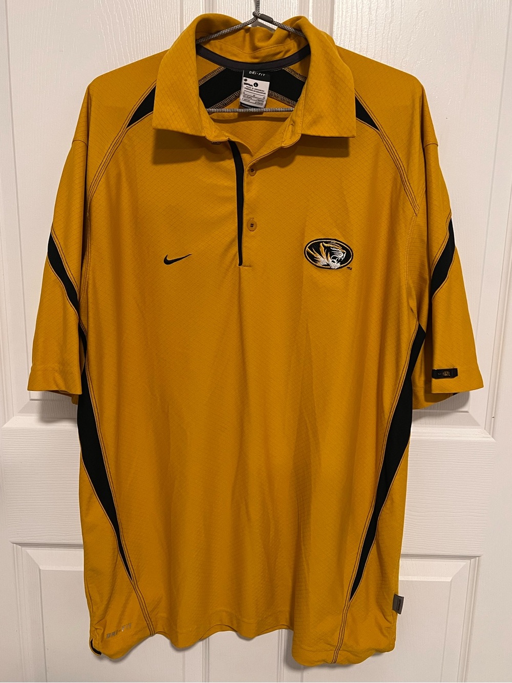 Nike Missouri Mizzou Tigers Team Issued Polo Shirt Gold Mens Authentic Sideline